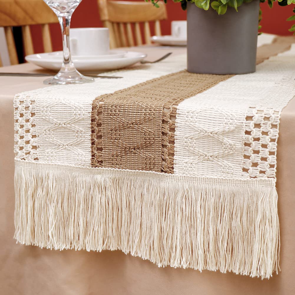 OurWarm table runner on dresser decor detail adds refined texture