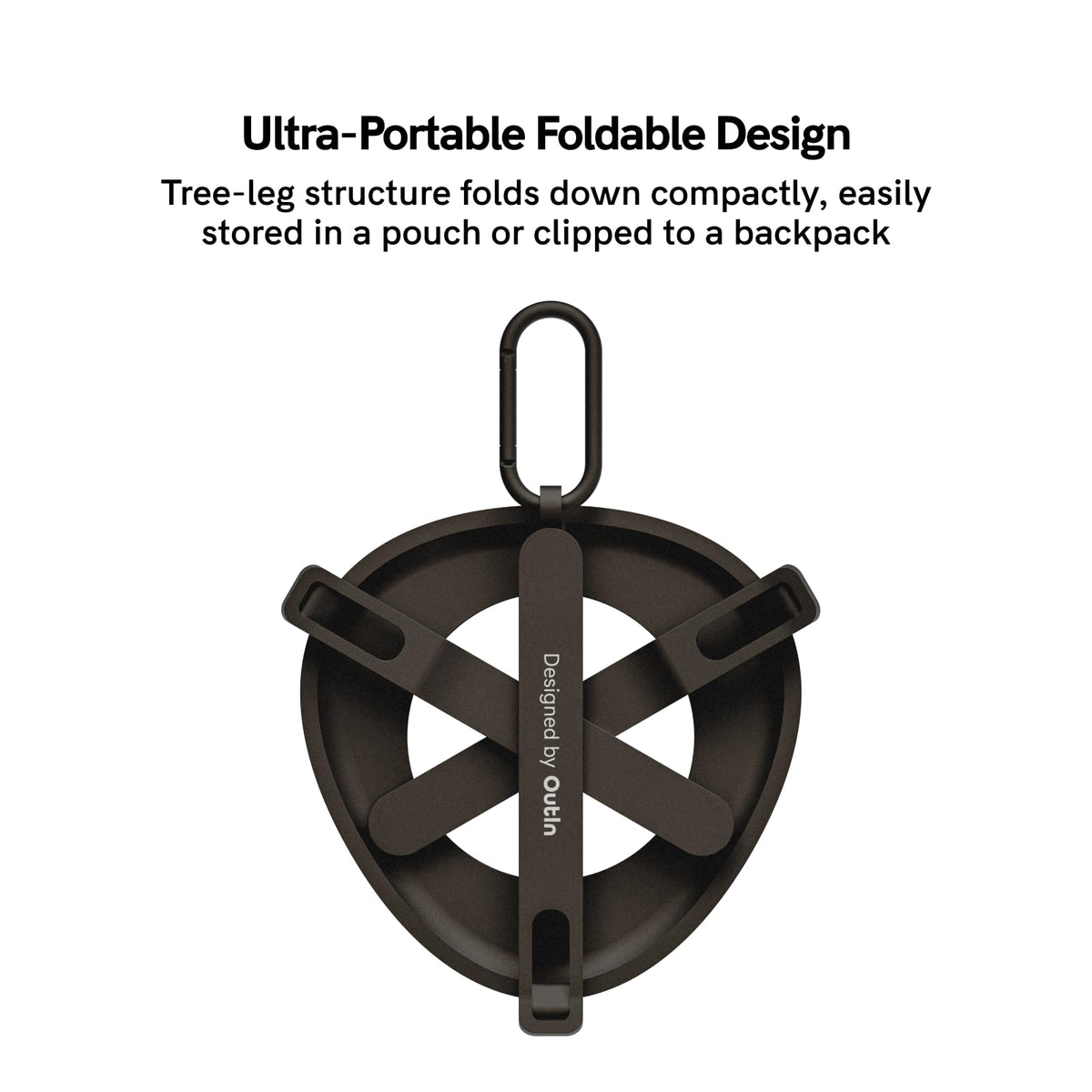 OutIn aluminum unibody construction provides durable, scratch-resistant support.