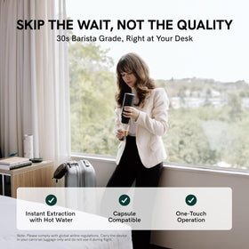 OutIn Nano one-button brew delivers espresso with a single click.