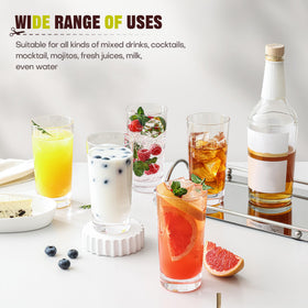 OUWO highball glass set 12-piece 13oz durable for daily use