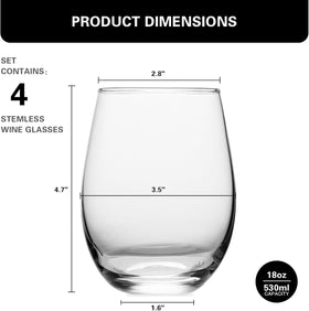 OUWO clear wine glasses for red and white wine service.