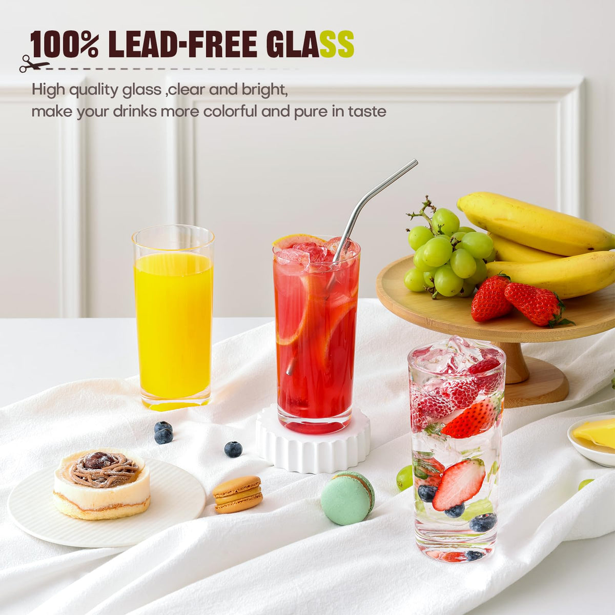 OUWO highball glasses 16oz with clear shine for daily use