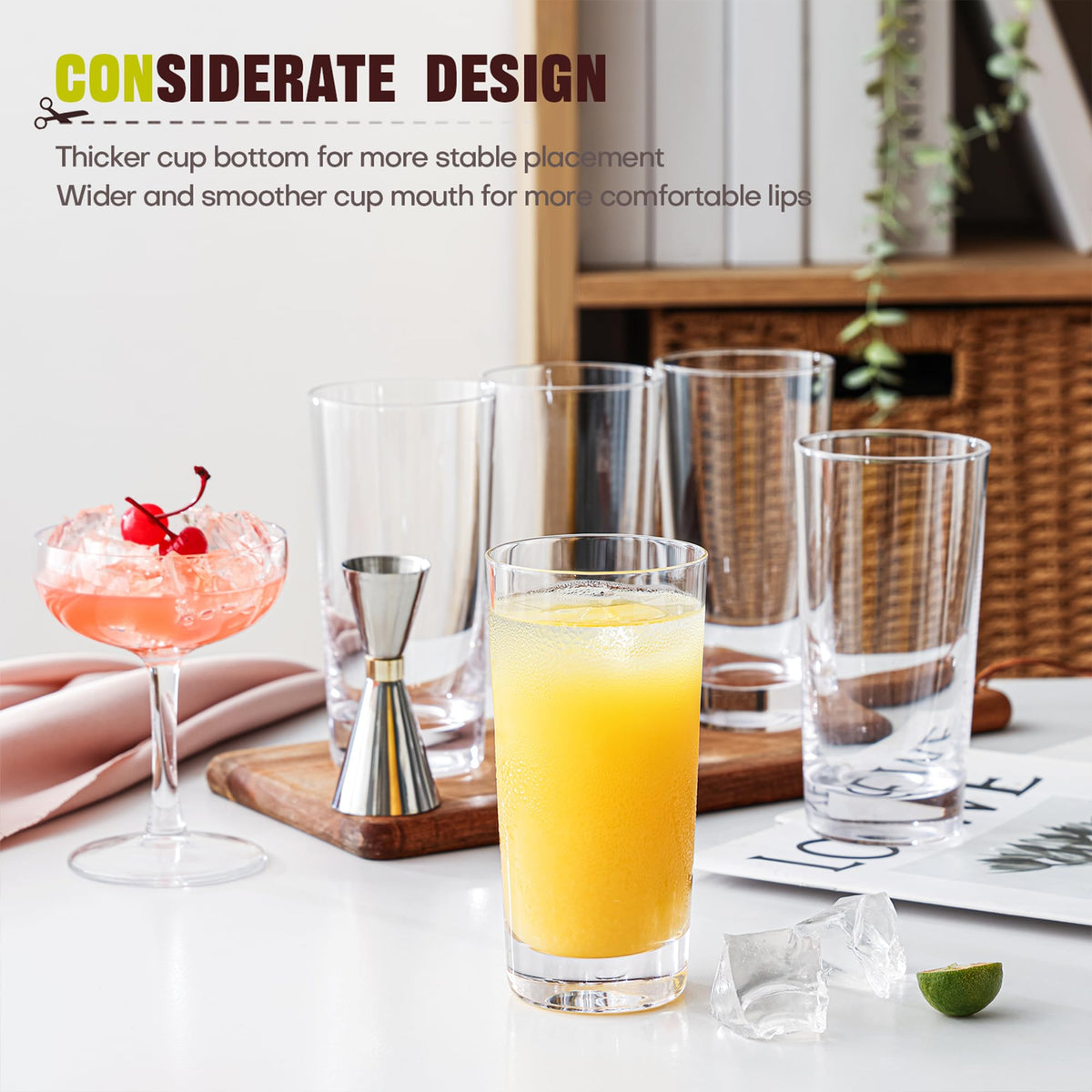 OUWO highball glasses crystal-clear finish for everyday entertaining