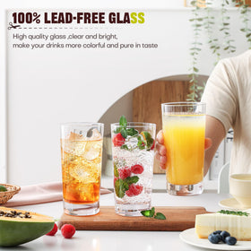 OUWO highball glasses side view, ergonomic height for tall drinks