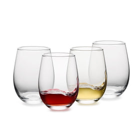 OUWO stemless wine glasses 4-pack with elegant clarity for red and white wines.
