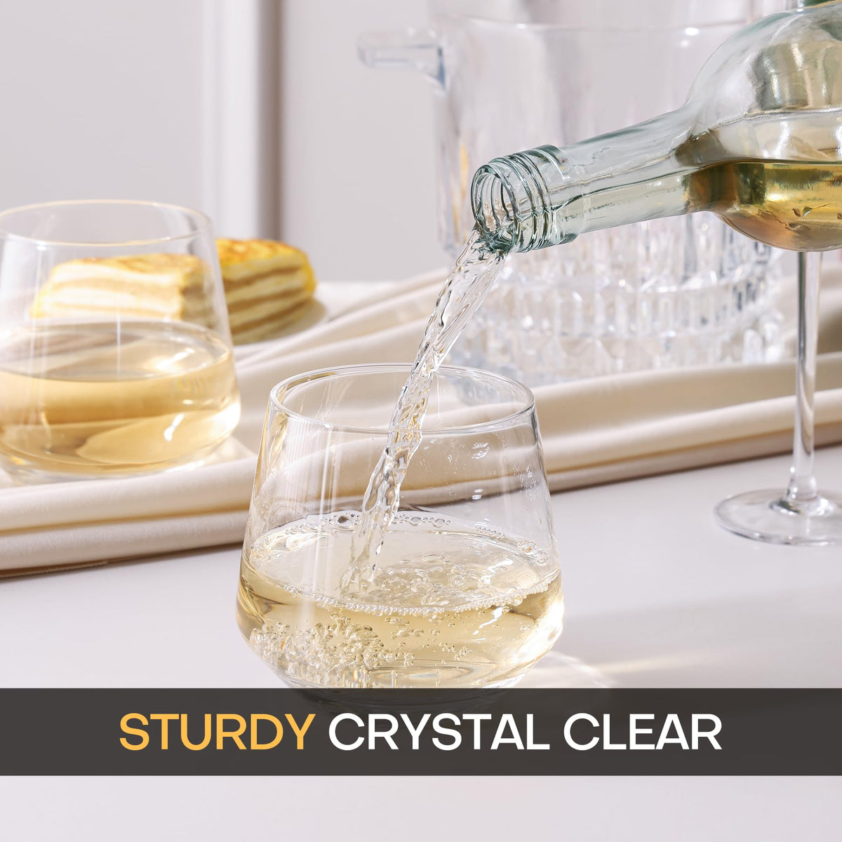OUWO stemless wine glasses dishwasher safe for easy cleanup.