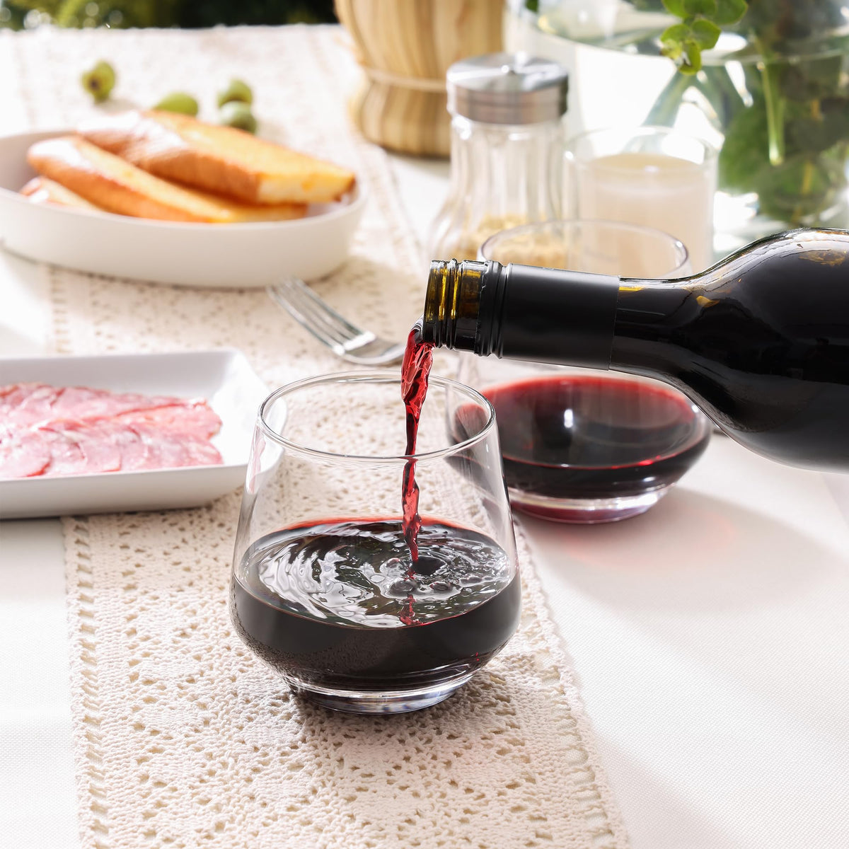 OUWO stemless wine glasses with sturdy base emphasize stability for confident toasts