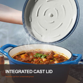 Overmont Dutch Oven side view highlights durable, everyday cooking performance.