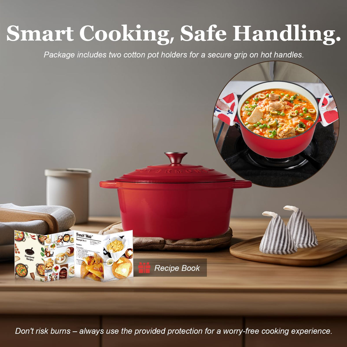 Overmont smooth enamel surface cleans easily after cooking.