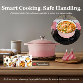 Overmont enameled Dutch oven shows uniform heat distribution for rich stews.