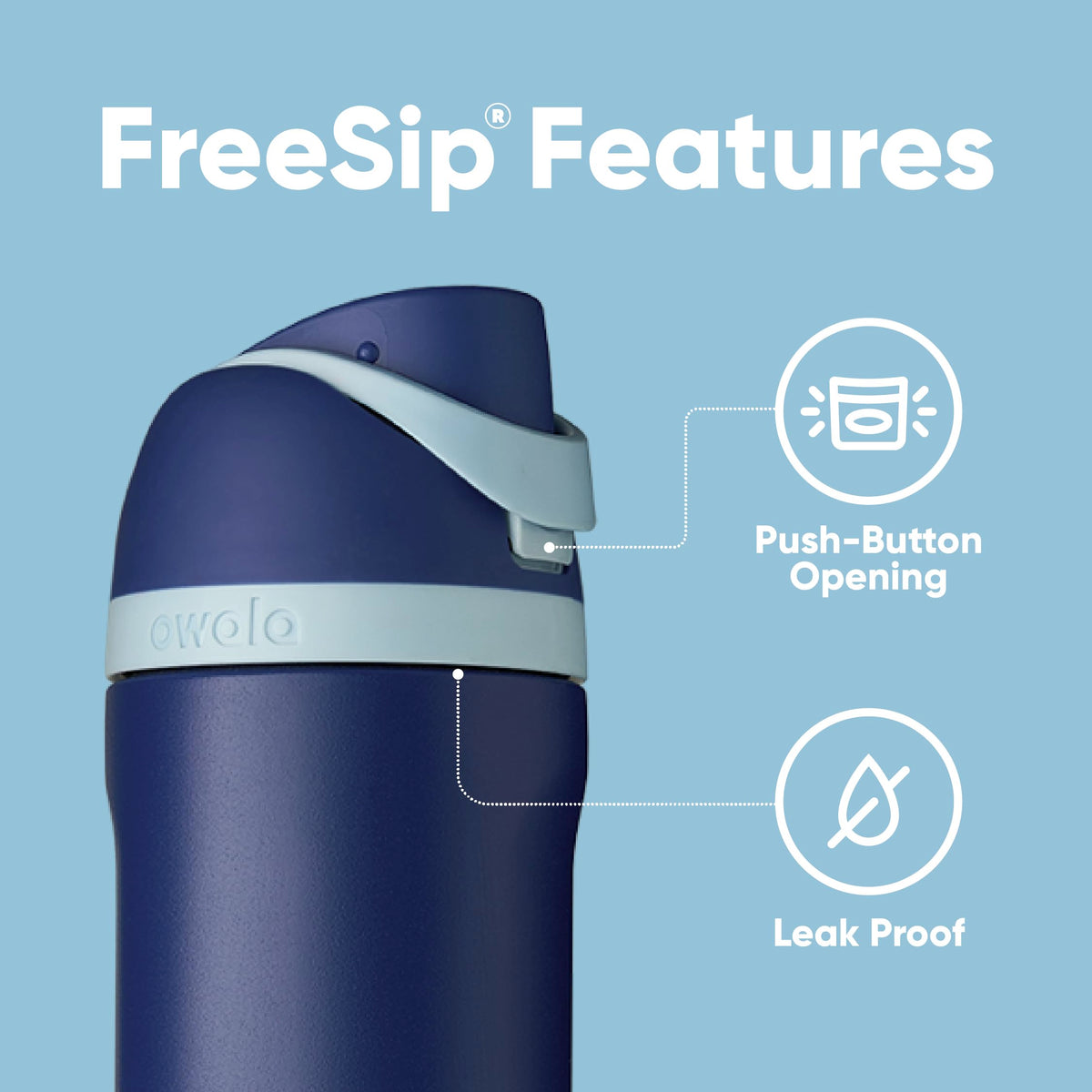 Double-wall insulation on Owala bottle keeps drinks cold up to 24 hours