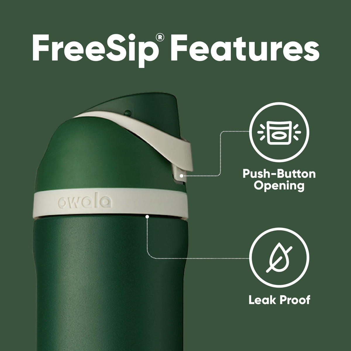 Double-wall insulation on Owala FreeSip bottle keeps drinks cold and ice-ready