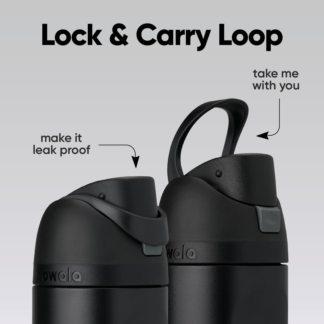 Owala FreeSip 32oz insulated bottle keeps drinks cold for hours.