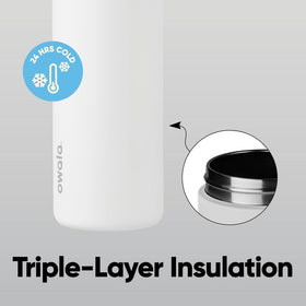 Owala FreeSip insulated stainless steel keeps drinks cold longer.