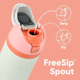 Owala FreeSip 40oz Denim spout close-up with built-in straw