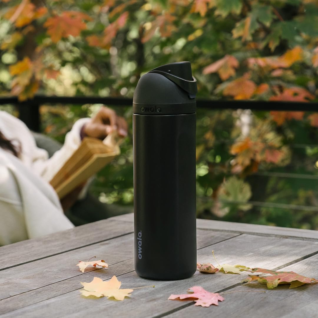 Owala FreeSip bottle cup-holder friendly base for travel