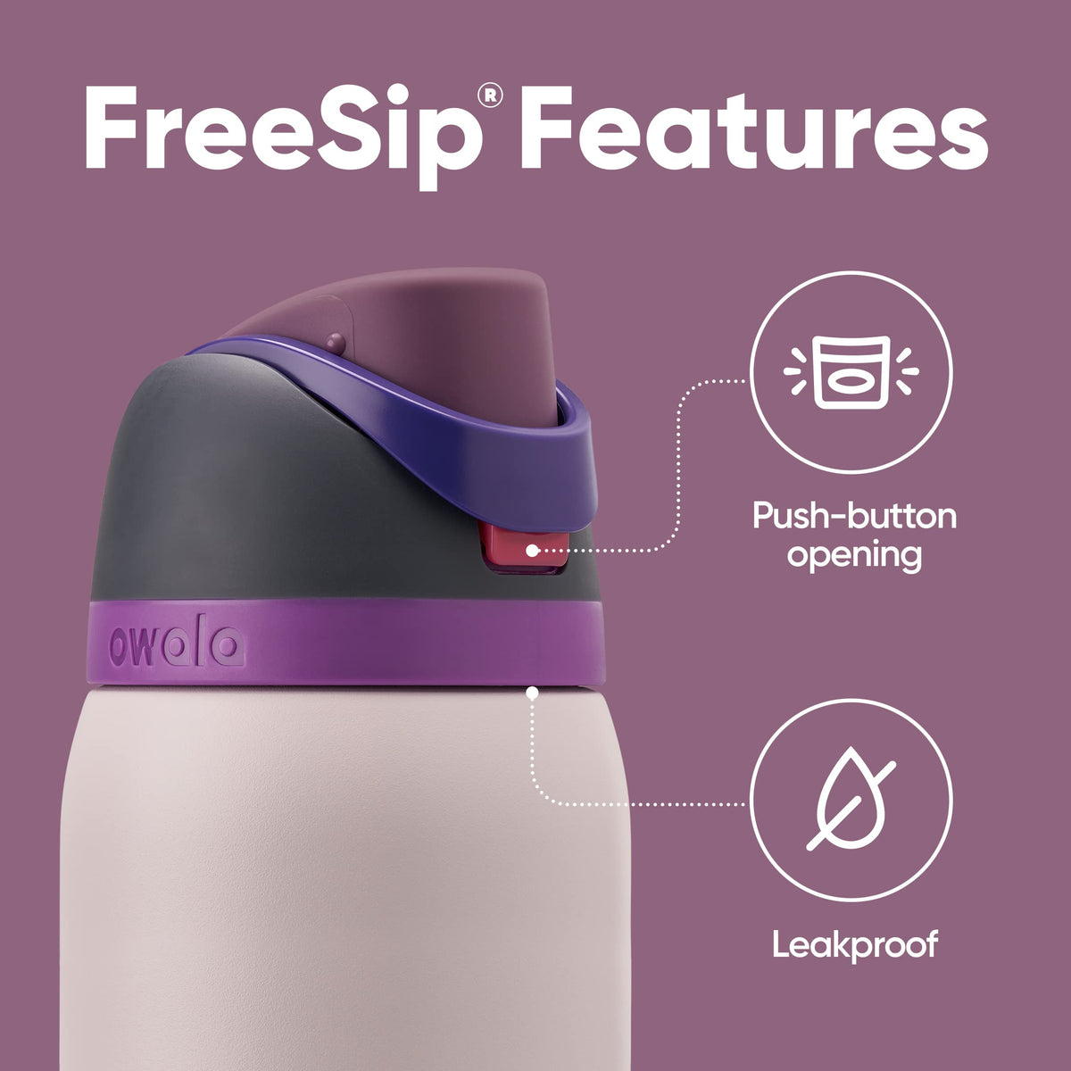 Owala FreeSip spout open shows dual sipping options for easy hydration