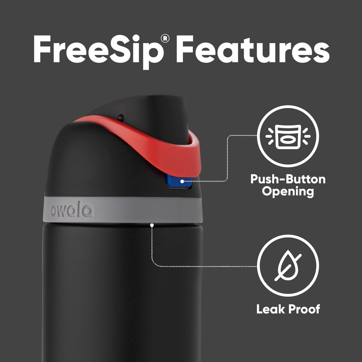 Owala FreeSip Star Wars bottle double-wall insulation closeup.
