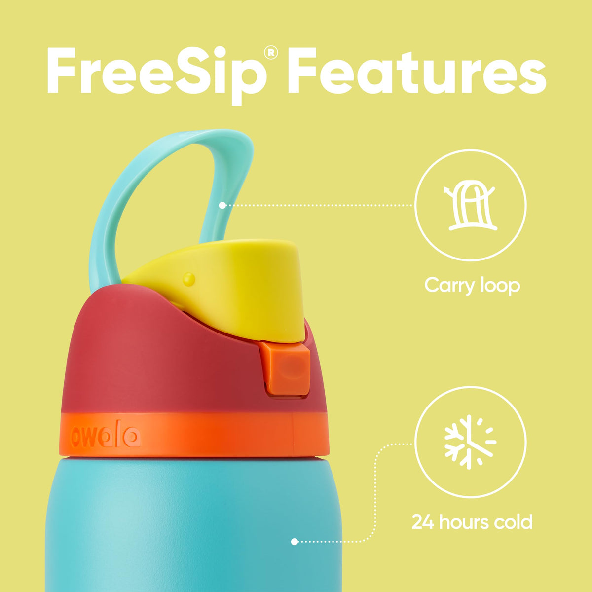 Owala FreeSip wide-mouth opening for easy cleaning and ice.