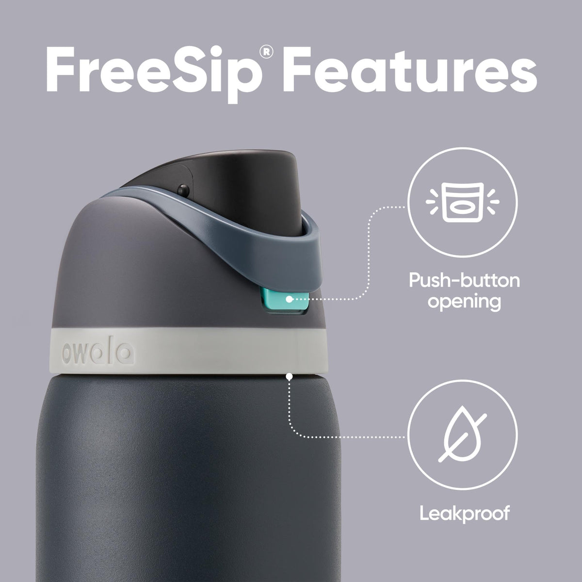 Owala FreeSip wide-mouth opening for quick ice addition and easy cleaning.