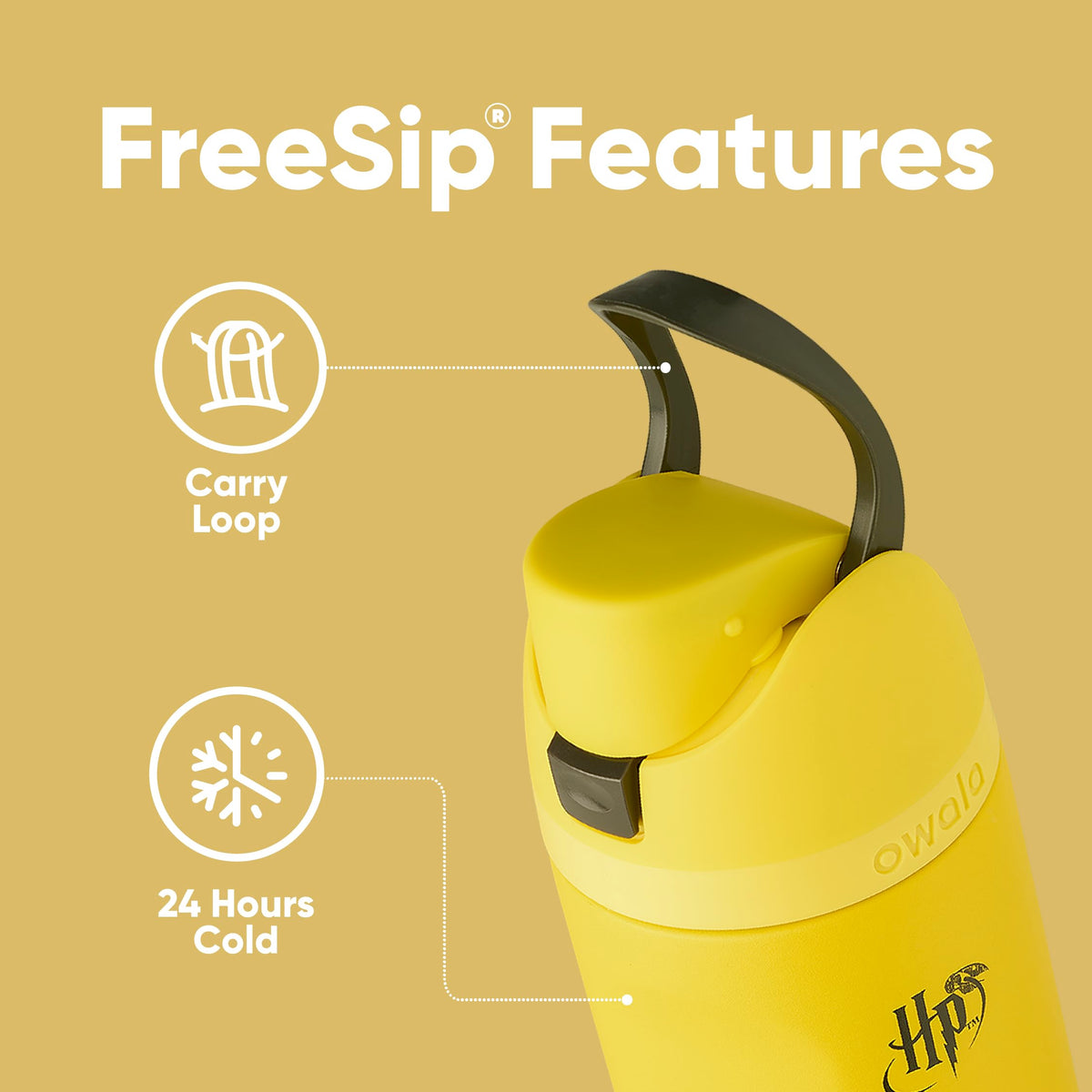 Owala FreeSip bottle wide-mouth opening designed for ice and easy cleaning.
