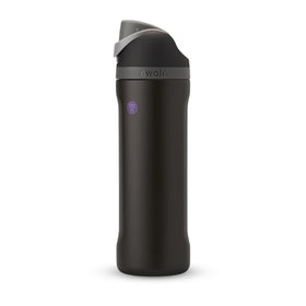 Owala Marvel FreeSip bottle front view in Black Panther color with double-wall insulation.