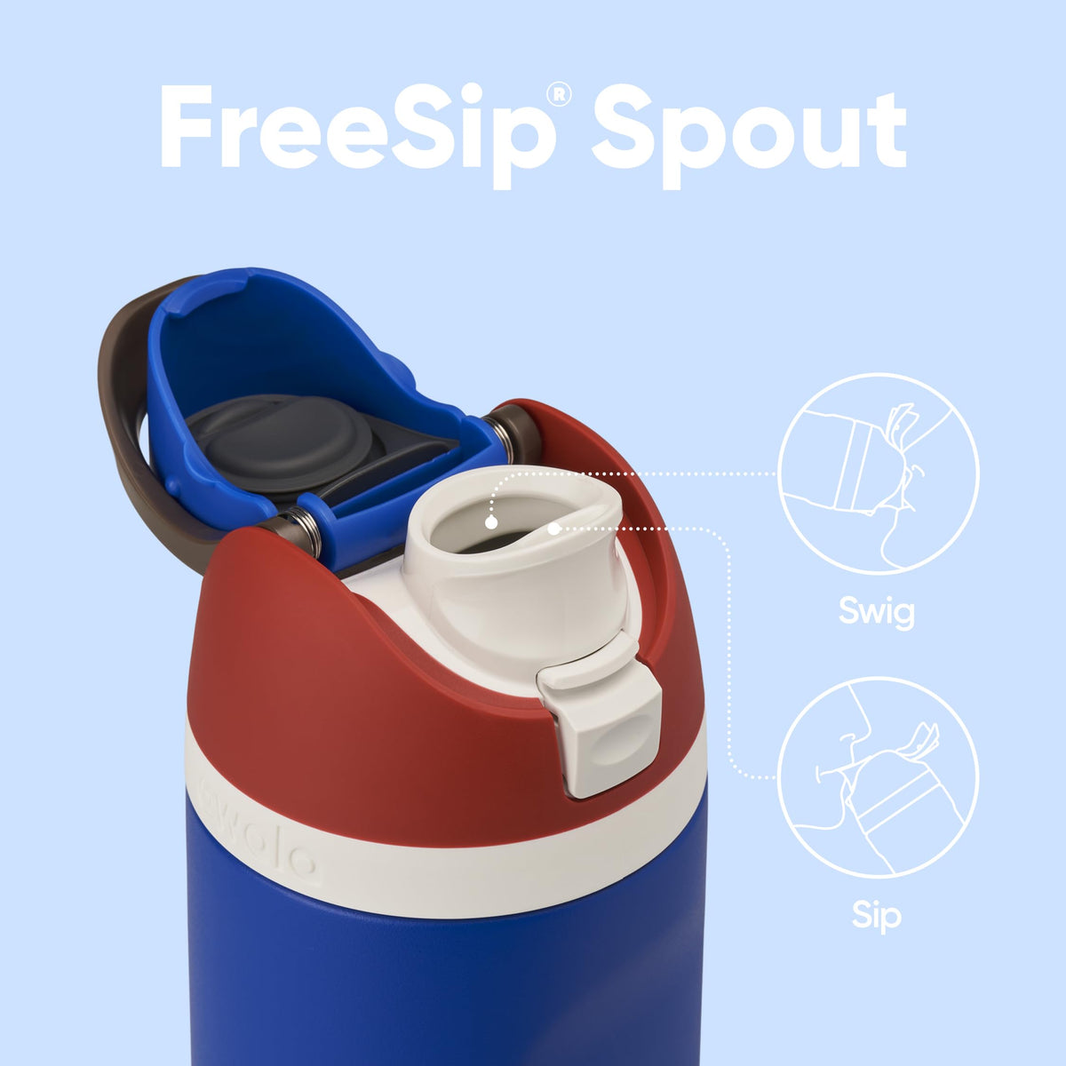 Owala FreeSip spout tilted for easy sip during workouts