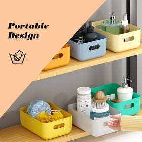 OWill 12-piece plastic storage bins in beige for sunlit drawers and vanity organizers.