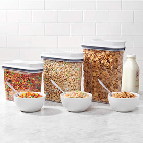 Airtight seal on the OXO cereal dispenser with a single press