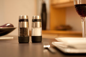 OXO Good Grips pepper grinder clear body for easy refill checks and monitoring.