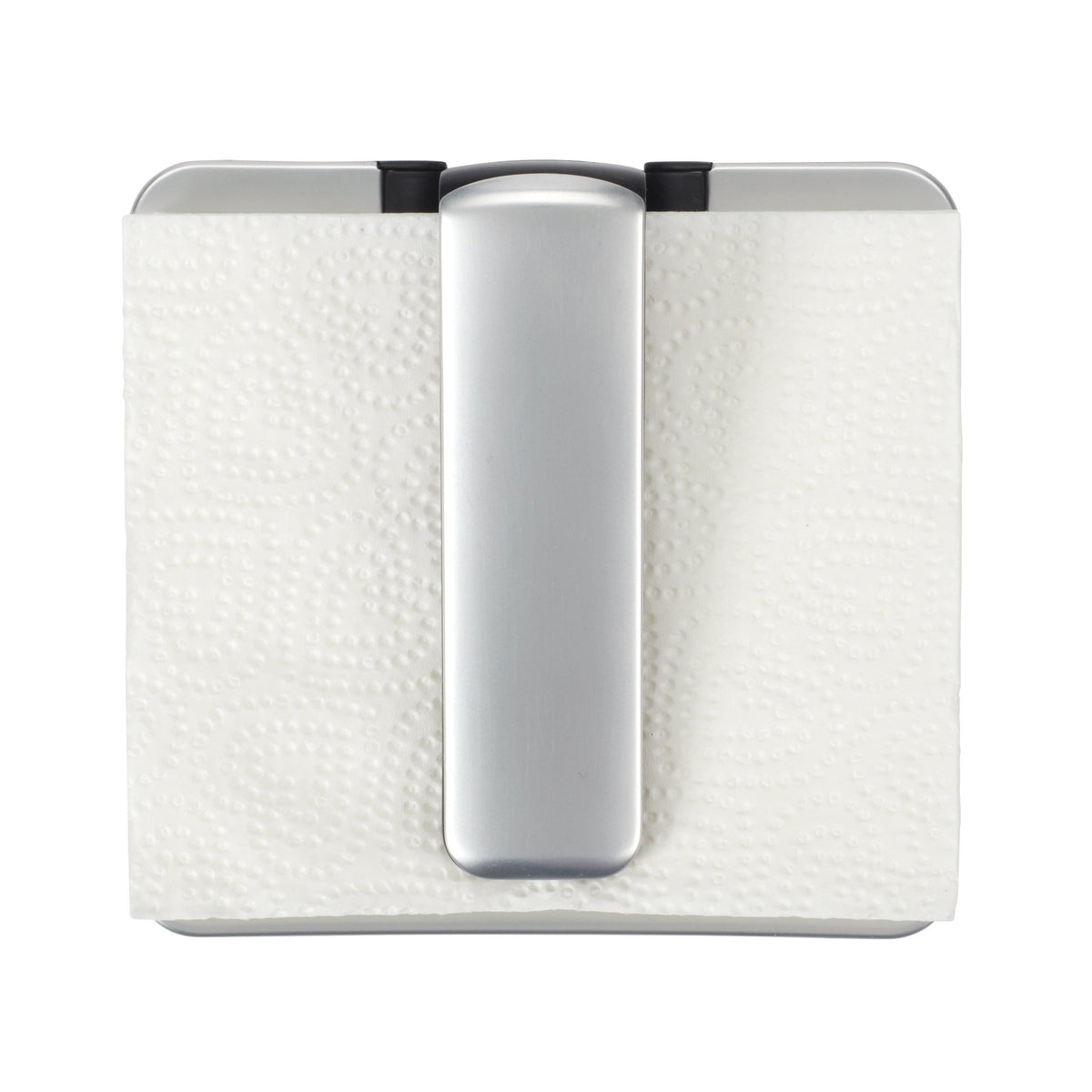 OXO Good Grips napkin holder arm folds flat into base for compact storage.
