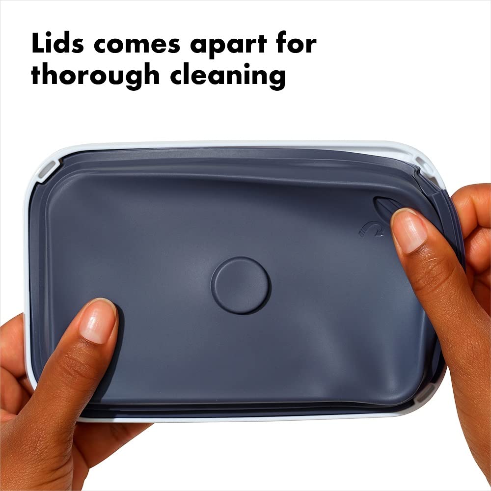 Curved dispensing corners on OXO POP Container for mess free use
