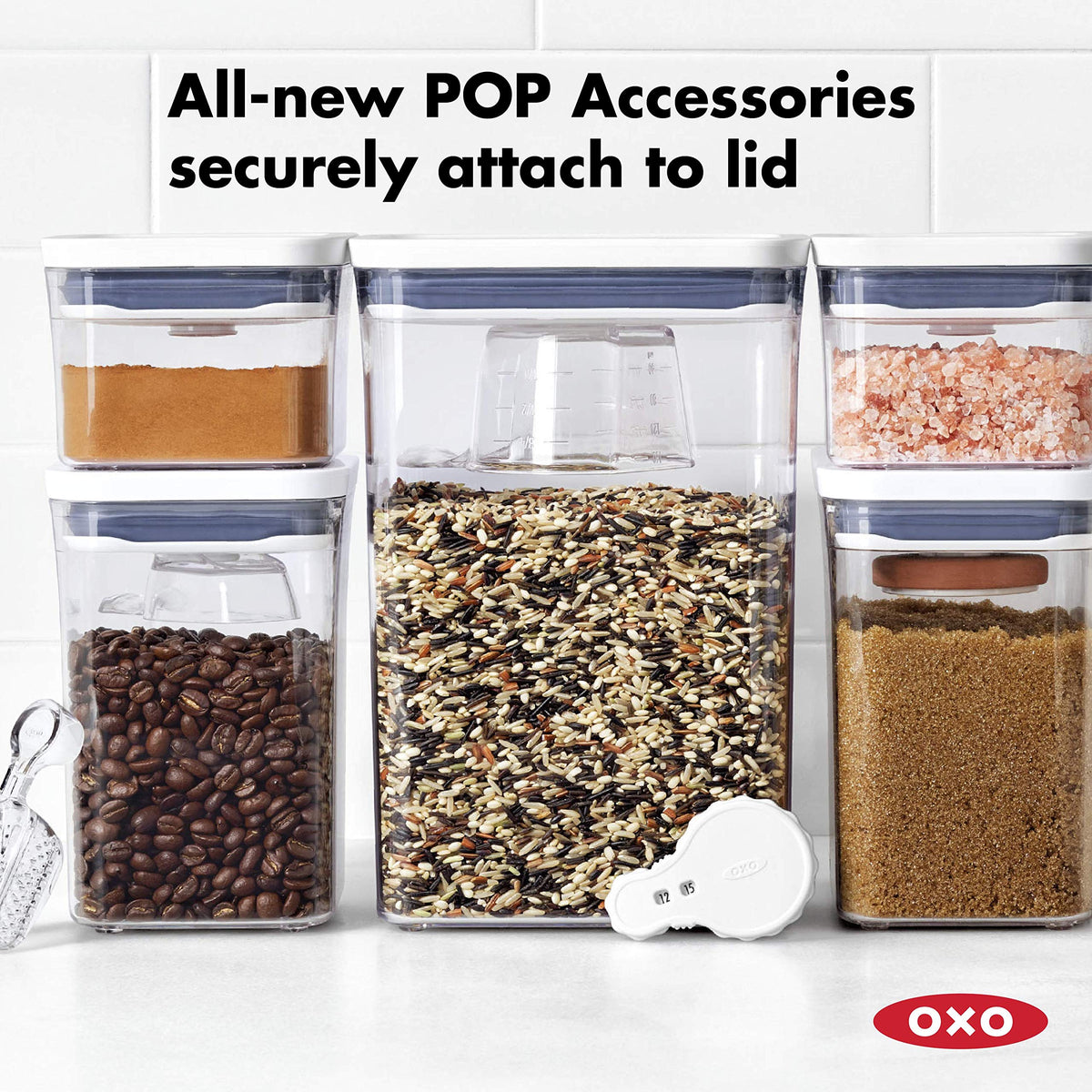OXO POP container organized on shelf for tidy storage