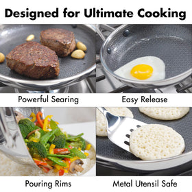 OXO Hybrid 10-inch pan food release shot shows easy release