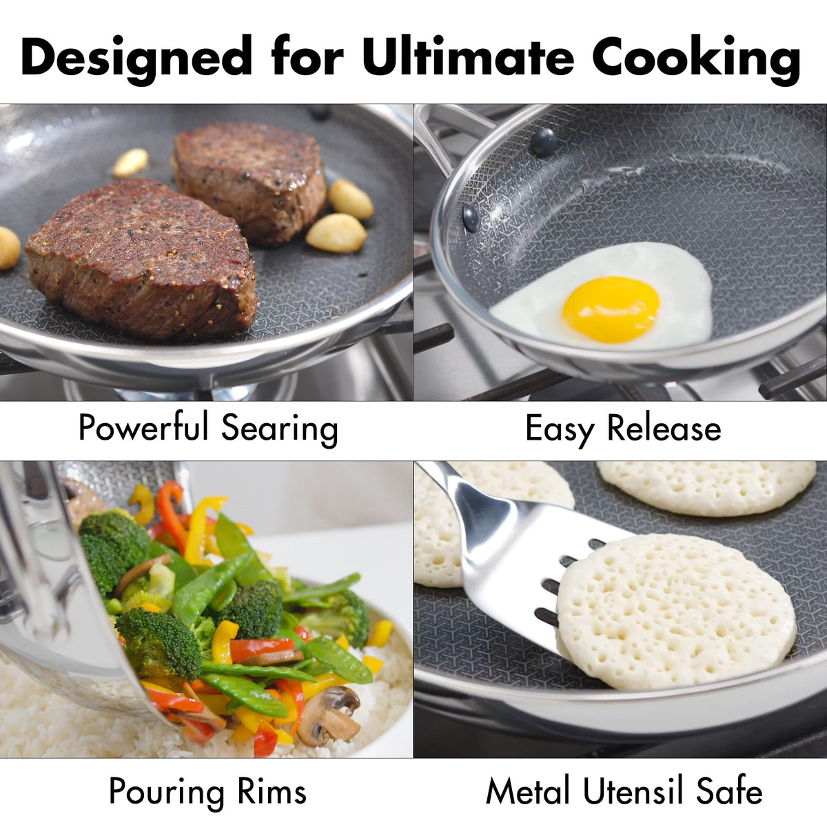 OXO Hybrid 12in frypan diamond-infused nonstick aids effortless food release