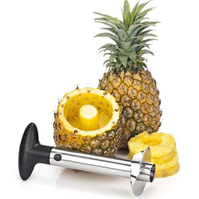 OXO pineapple corer ratcheting knob enables continuous rotation for even slicing