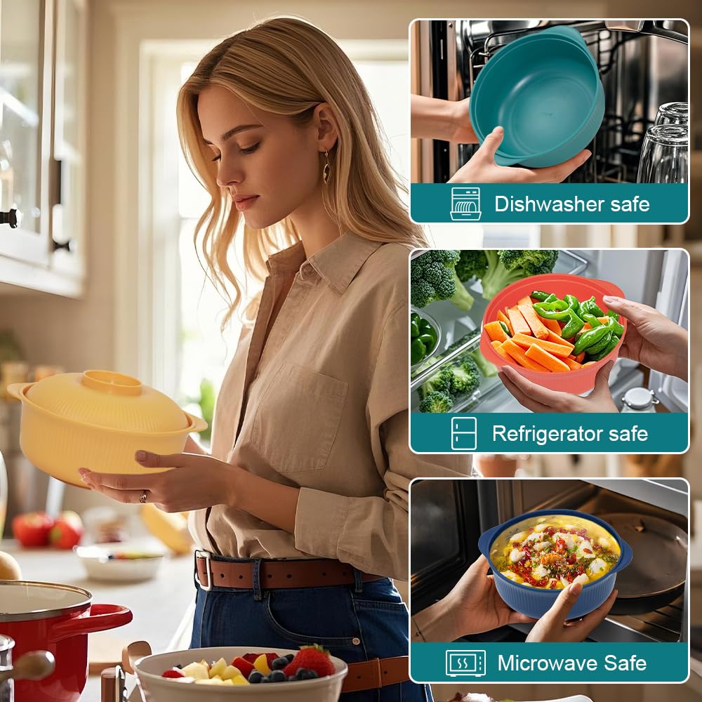 Oylnidea stackable kitchen bowls save cabinet space and simplify cleanup.