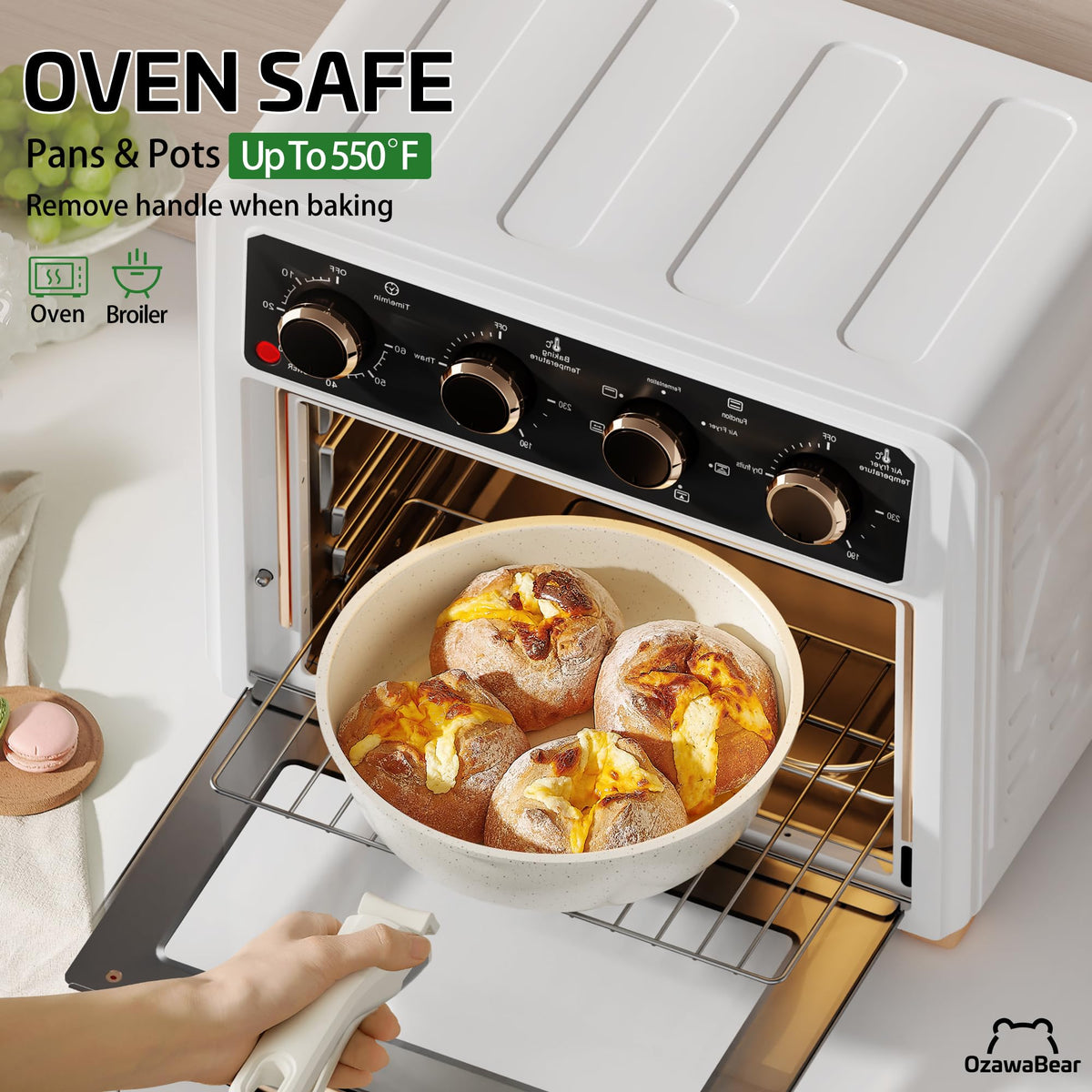 OzawaBear adjustable silicone trivet protects countertops during cooking and serving.