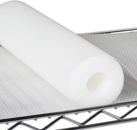 PaBUSIOr clear pantry shelf liner on organized shelves showing containment.