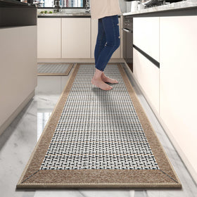 PADOOR non-slip kitchen rug 2.5x6 ft runner in brown helps secure footing.