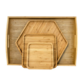 PAFREWOG bamboo serving tray with handles showing a large charcuterie board for family gatherings