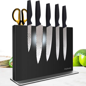 Pailexin magnetic knife block front view showing double-sided magnets for easy access.