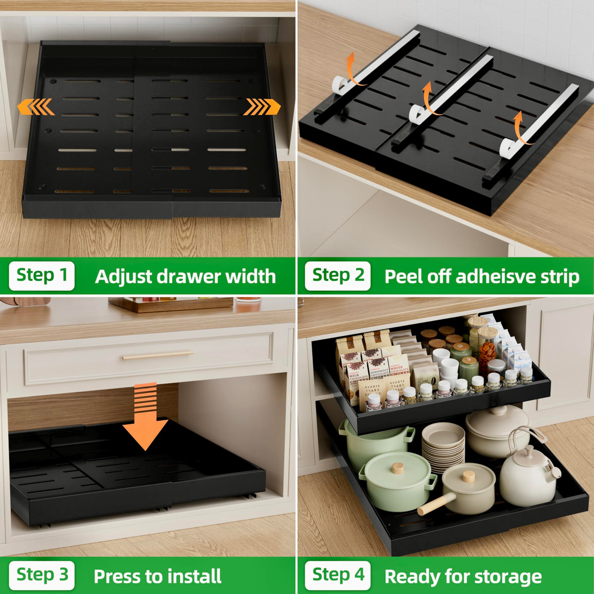 PAKETA versatile organizer for pantry, kitchen, living room, or bathroom cabinets