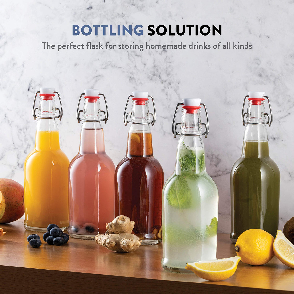 Paksh Novelty 16oz glass bottle with swing-top for bottling and display.