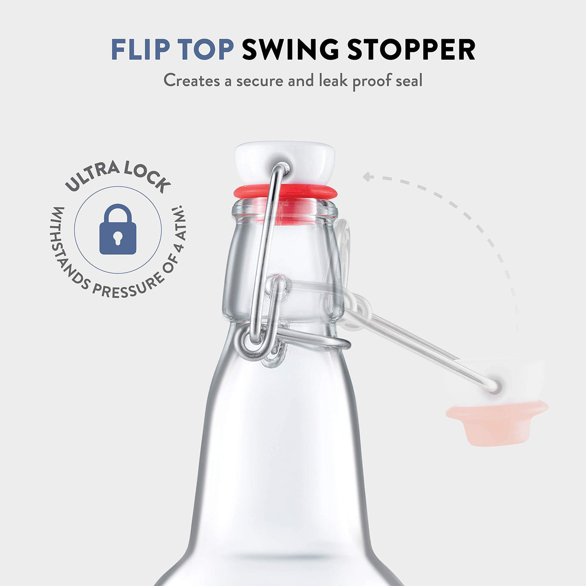 Paksh Novelty second fermentation bottle for kombucha, beer, or kefir with a secure seal.