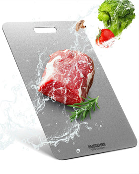 Panbemer Titanium Cutting Board front view with non-porous surface for easy cleaning.