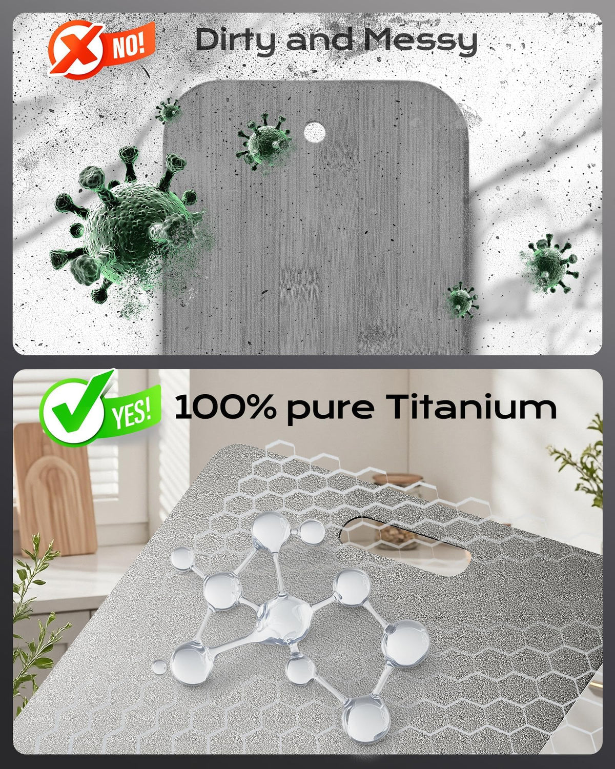Panbemer cutting board non-porous surface minimizes moisture and residue buildup