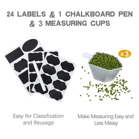 PANTRYSTAR 24 labels and 3 measuring cups aid accurate portioning.