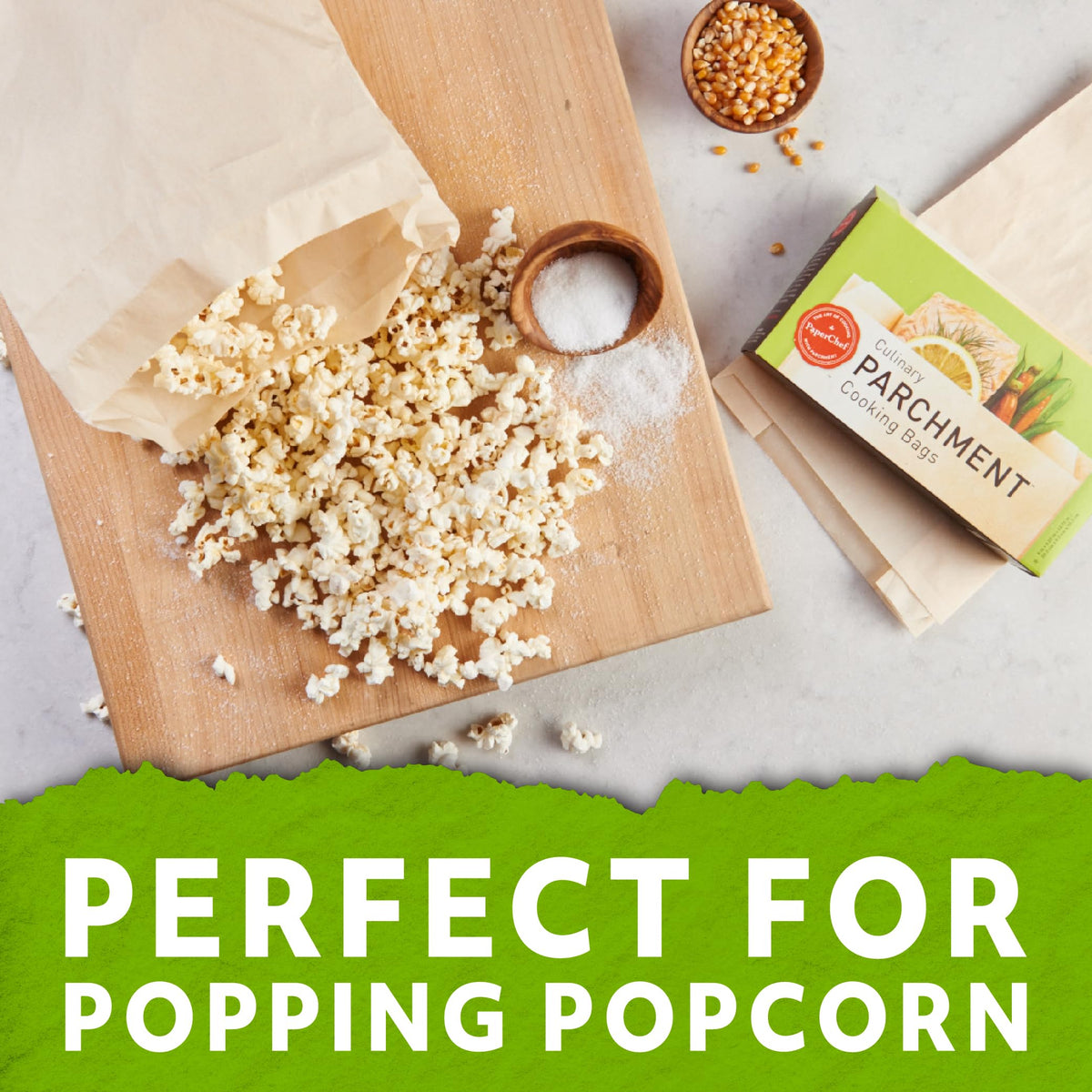PaperChef parchment bags use genuine vegetable parchment from sustainable eucalyptus pulp.