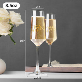 PARACITY hand blown mr and mrs champagne flutes showcase artisanal craftsmanship.